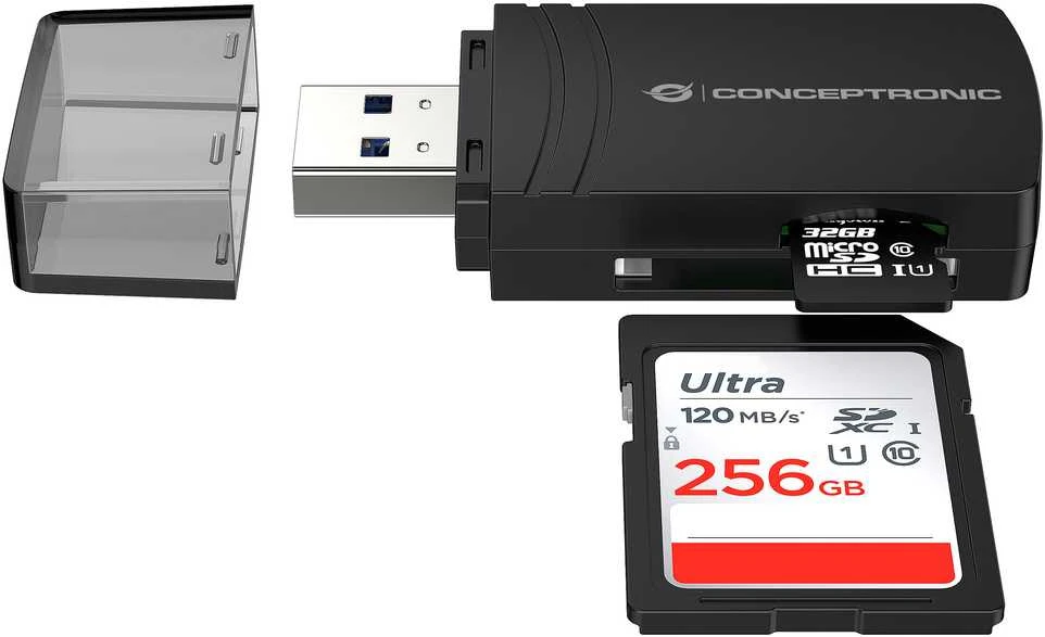 Conceptronic BIAN06B SD TF/MicroSD 4.0 kortelių skaitytuvas. UHS-II. USB 3.0. 5