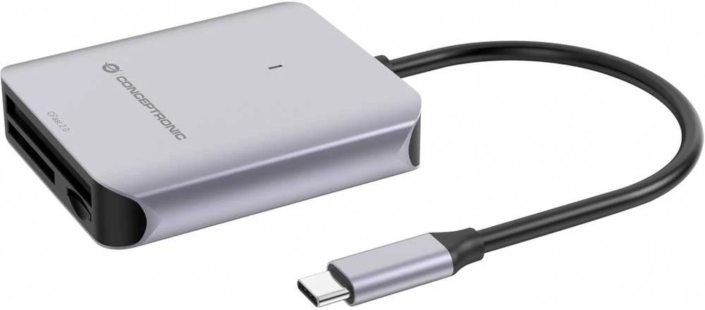 Carruzzo Conceptronic BIAN09G kortelių skaitytuvas USB 3.2 Gen 2 Type-C Pilka