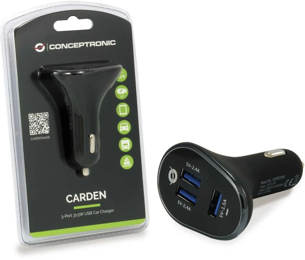 Įkroviklis Conceptronic CARDEN06B 3x USB-A 6.3 A (CARDEN06B)