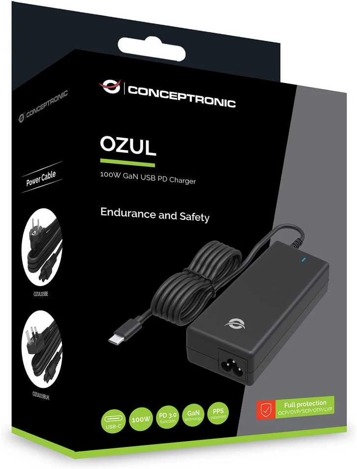 Carruzzo Conceptronic OZUL03BE maitinimo adapteris / inverteris Vidaus 100 W Juoda