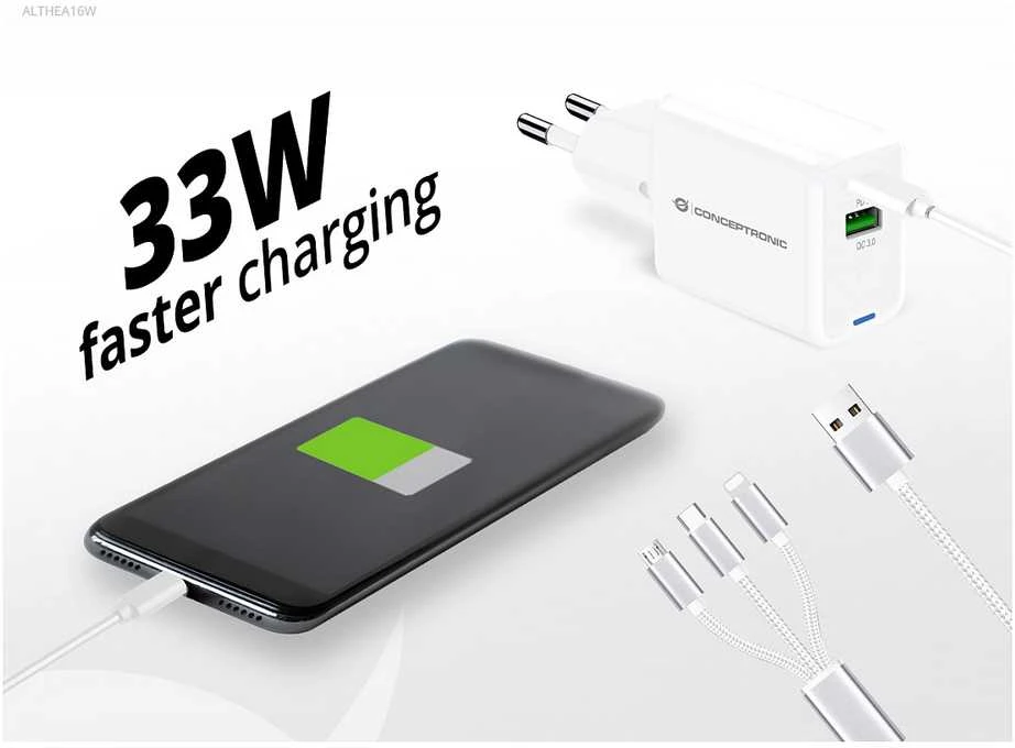 Įkroviklis Conceptronic ALTHEA16W GaN USB PD Szybka Universali 33W Balta