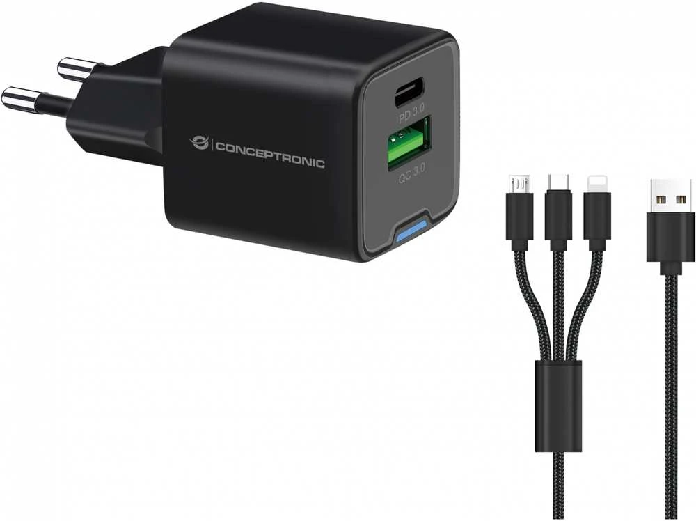 Įkroviklis Conceptronic ALTHEA16B GaN USB PD 1 USB-A 1 USB-C