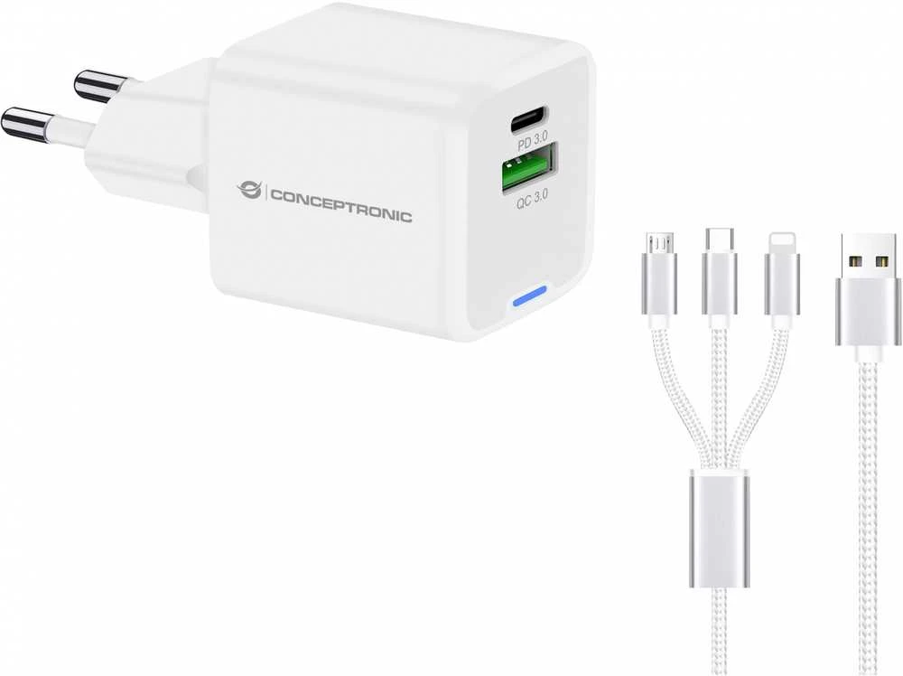 Įkroviklis Conceptronic ALTHEA16W GaN USB PD Szybka Universali 33W Balta