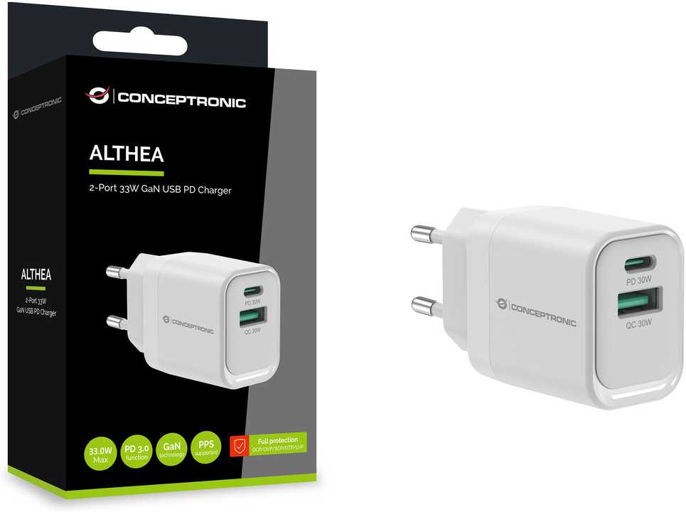 Conceptronic ALTHEA19W33 2 prievadų 33 W GaN USB PD įkroviklis