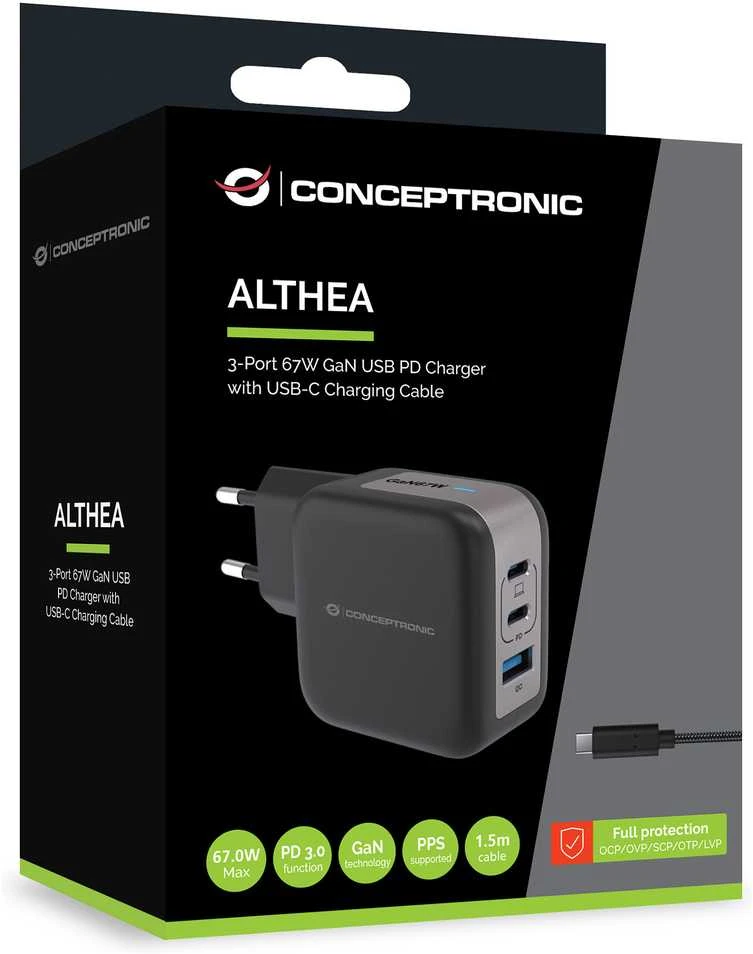 Carruzzo Conceptronic ALTHEA17B mobiliojo įrenginio kroviklis Universalus Juoda AC Spartusis įkrovimas Vidaus