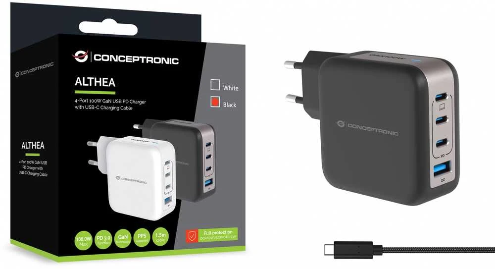 Carruzzo Conceptronic ALTHEA18B mobiliojo įrenginio kroviklis Universalus Juoda AC Spartusis įkrovimas Vidaus