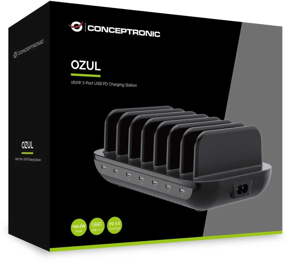 Conceptronic OZUL07B įkrovimo stotelė su 7 prievadais