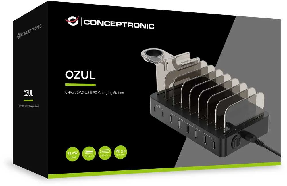 Carruzzo Conceptronic OZUL02B mobiliojo įrenginio kroviklis Universalus Juoda AC Vidaus