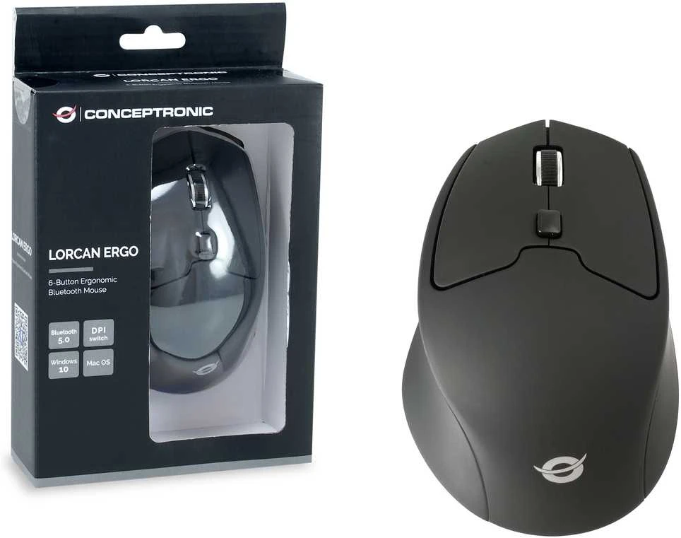 CONCEPTRONIC Pelė Wireless BT5.2/6Btns ERGO juodas