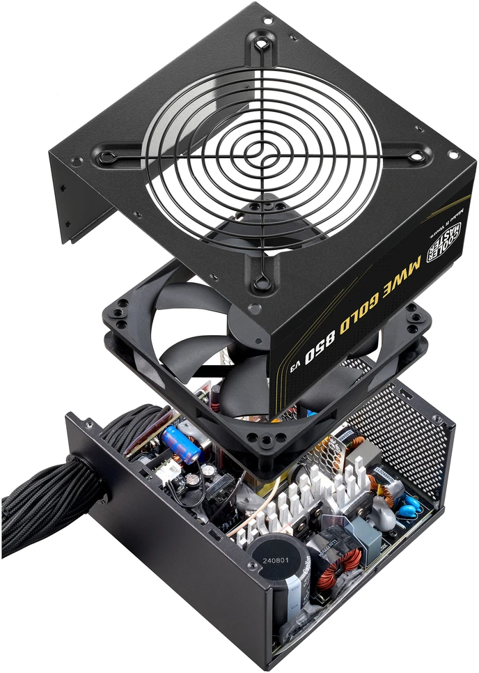 „Carruzzo Cooler Master MWE GOLD 850 V3“ priežiūros blokas, 850 W, 24 kontaktų, ATX, ATX, Judada