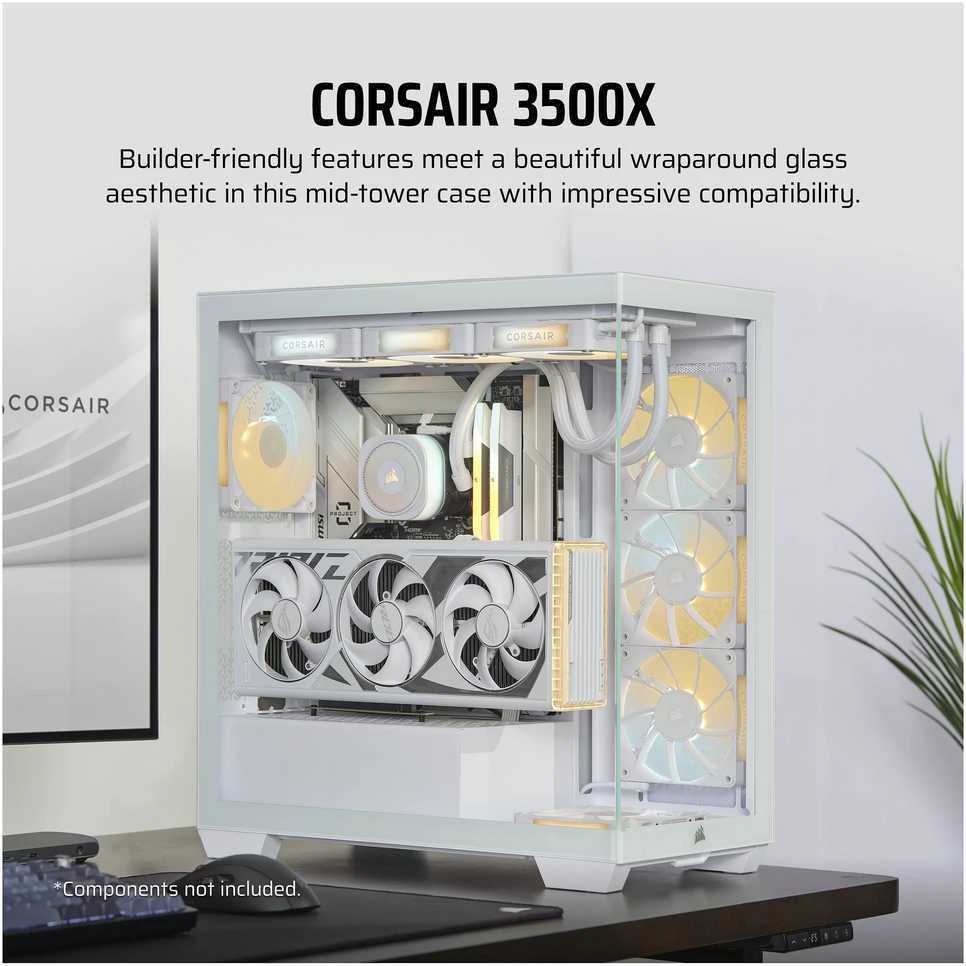 Kompiuterio korpusas Corsair iCUE 3500X CC-9011277-WW | baltos spalvos | be maitinimo bloko