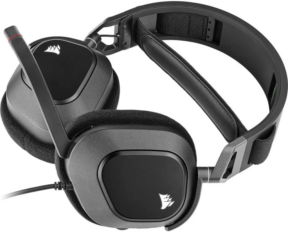Žaidimų ausinės Corsair HS80 RGB Carbon, Juodos