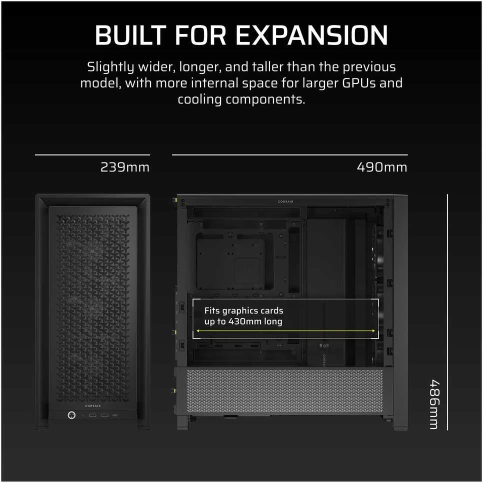 „Corsair“ kompiuterio korpusas | „Frame 4000D RS Modular“ | Juodas | Vidutinio dydžio bokštas