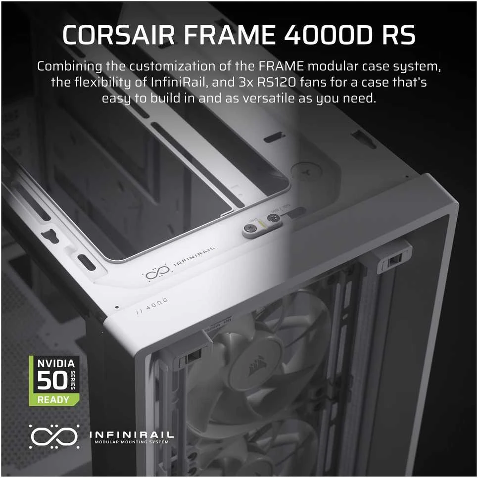 „Corsair“ kompiuterio korpusas | „Frame 4000D RS Modular“ | „Baltas“ | „Mid Tower“