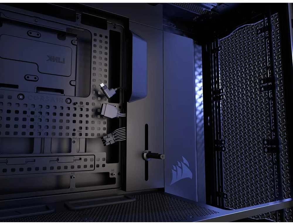 „Corsair Frame 5000D RS ARGB“ korpusas, vidutinio dydžio bokštas, E-ATX, RGB, grūdintas stiklas – Juodas