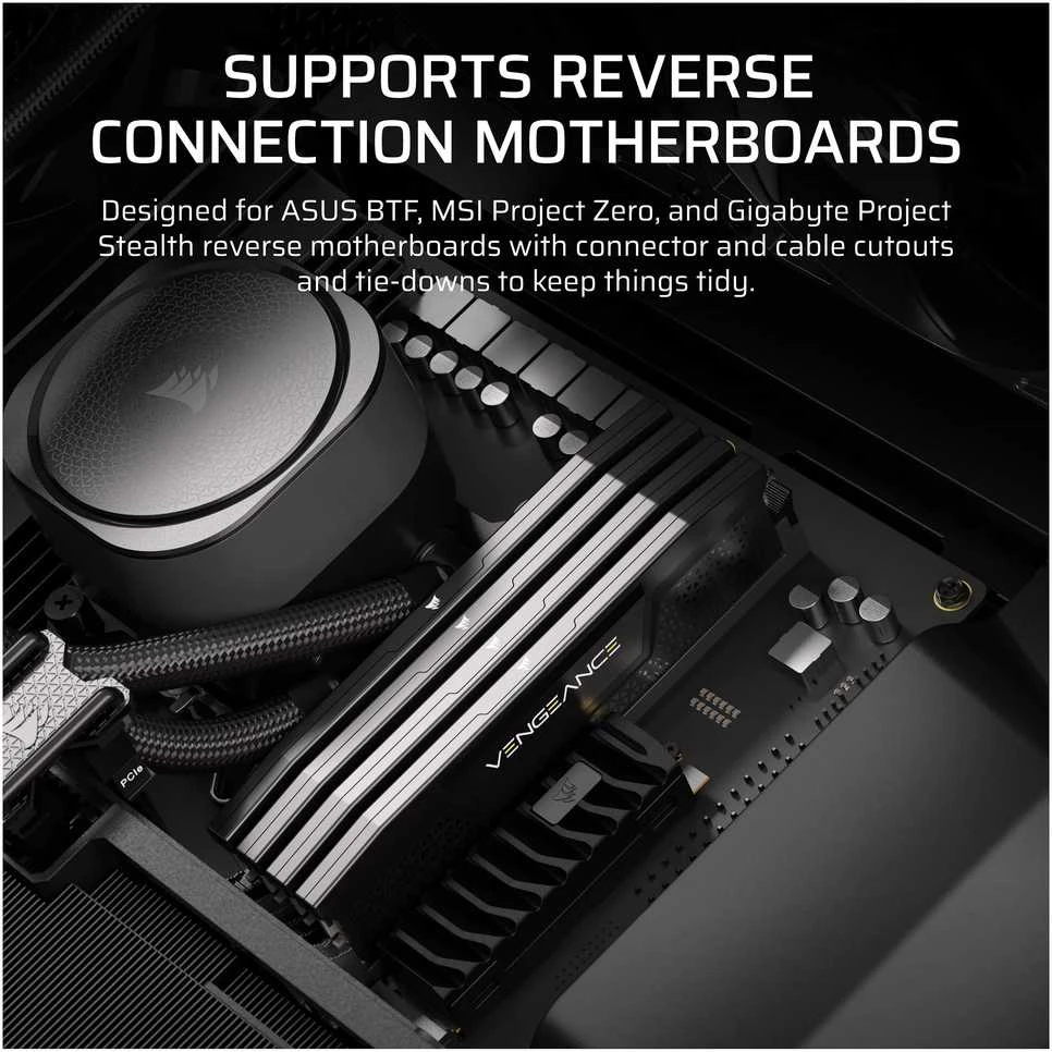 „Corsair Frame 5000D RS ARGB“ korpusas, vidutinio dydžio bokštas, E-ATX, RGB, grūdintas stiklas – Juodas