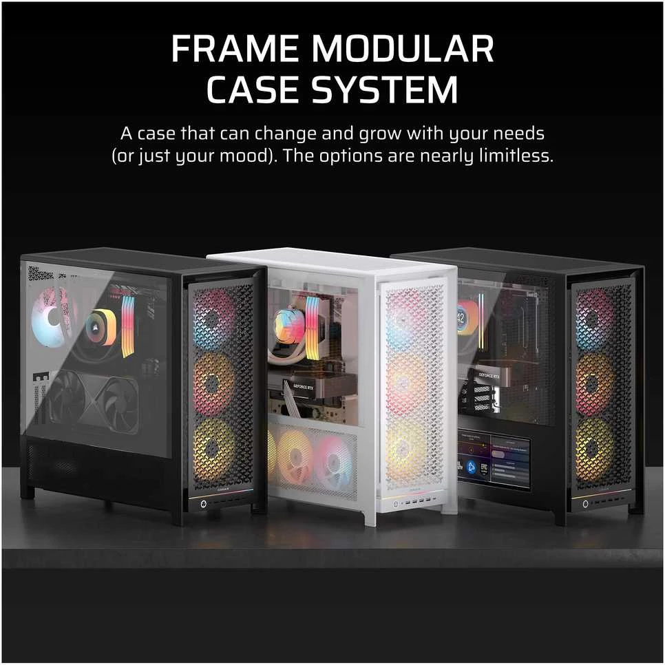 Corsair Frame 5000D PC-kompiuterio korpusas, Midi-Tower, E-ATX, Tempered Glass – baltos spalvos