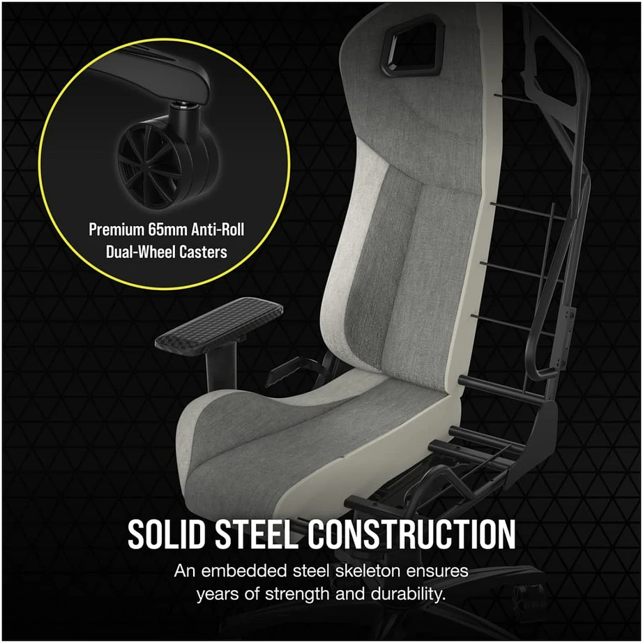 CORSAIR T3 Rush 2023 žaidimų kėdė Pilkas ir Baltas