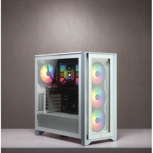 Korpusas Corsair iCUE 4000X RGB, tempered glass, baltas