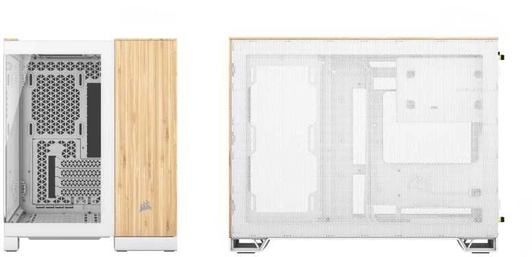 Corsair 2500X Micro-ATX kompiuterio korpusas, Tempered Glass - baltos spalvos/bamboo wood