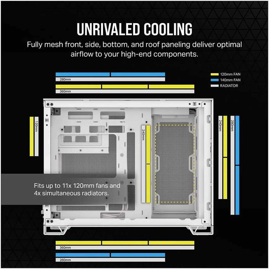 Corsair Dual Chamber PC Case | 2500D AIRFLOW | Mid Tower | Micro-ATX | Baltas