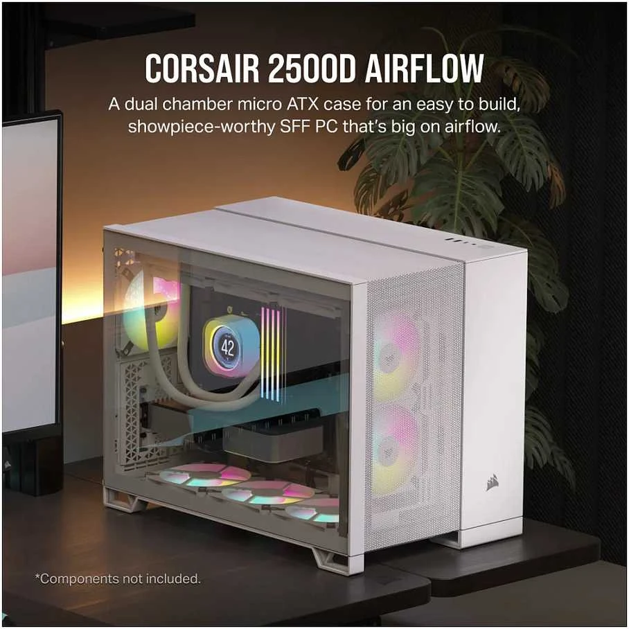 Corsair Dual Chamber PC Case | 2500D AIRFLOW | Mid Tower | Micro-ATX | Baltas