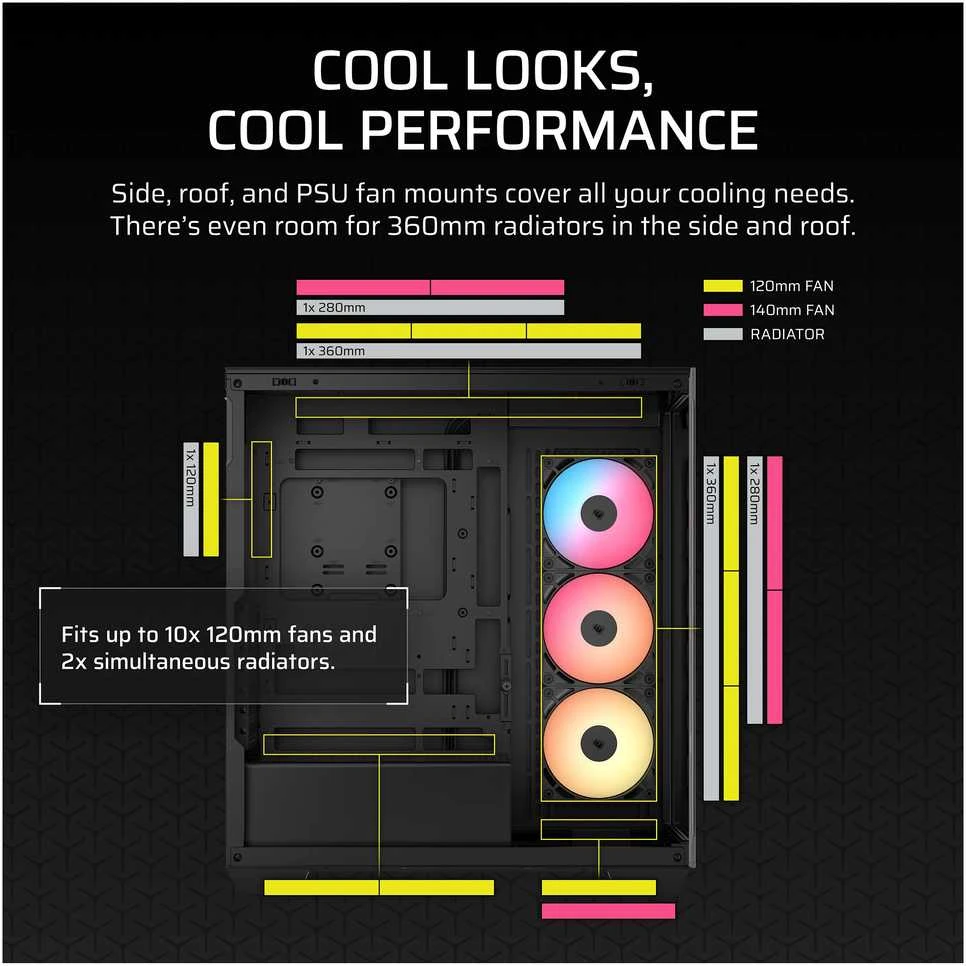 „Corsair 3500X RS-R“ kompiuterio korpusas, „Mid-Tower“, E-ATX, RGB, grūdintas stiklas, juodas