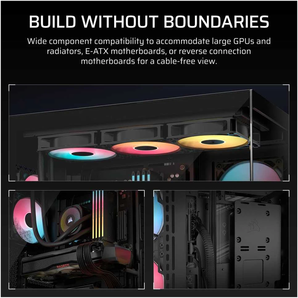 „Corsair 3500X RS-R“ kompiuterio korpusas, „Mid-Tower“, E-ATX, RGB, grūdintas stiklas, juodas