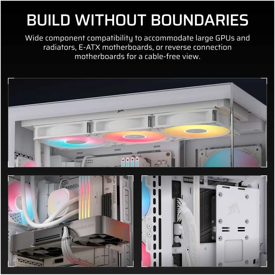 „Corsair 3500X RS-R“ kompiuterio korpusas, „Mid-Tower“, E-ATX, RGB, grūdintas stiklas · baltas