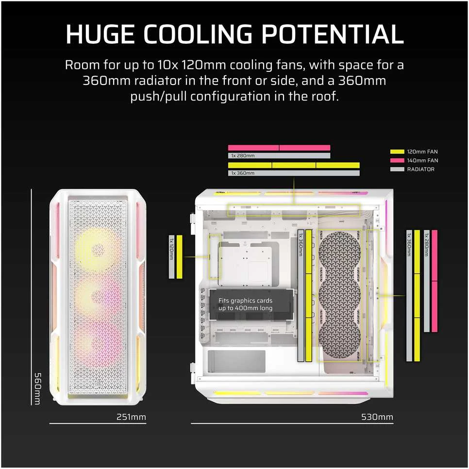 „Corsair iCUE LINK 5000T LX RGB Midi Tower“ Baltas
