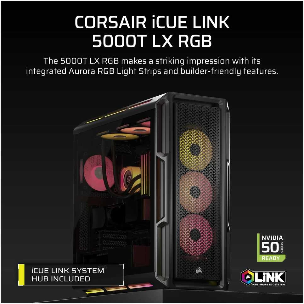Corsair iCUE LINK 5000T LX RGB Midi Tower Juodas