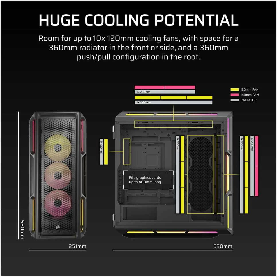 Corsair iCUE LINK 5000T LX RGB Midi Tower Juodas