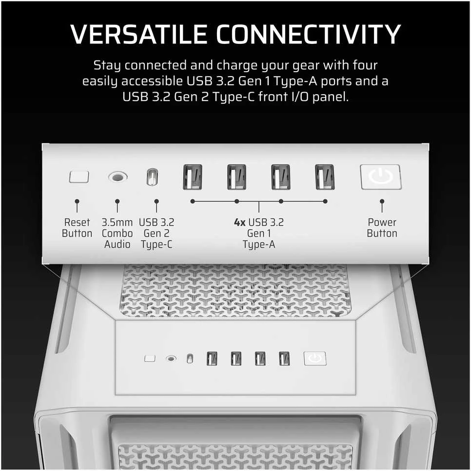 „Corsair 5000T“ kompiuterio korpusas, „Mid Tower“, ATX, grūdintas stiklas - baltas