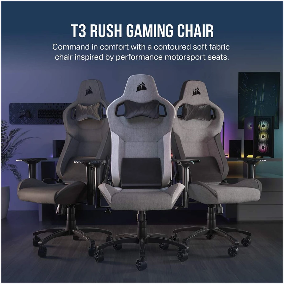 CORSAIR T3 Rush 2023 žaidimų kėdė Pilkas ir anglis
