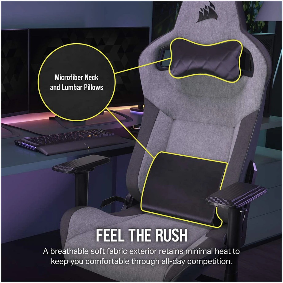 CORSAIR T3 Rush 2023 žaidimų kėdė Pilkas ir anglis