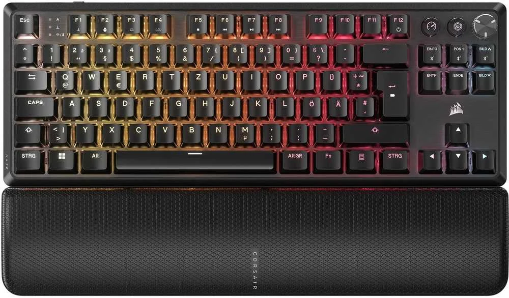 Corsair K70 CORE TKL WIRELESS RGB Klaviatūra žaidimams, mechaninė, ISO (DE), MLX Raudonas Switch - juodas
