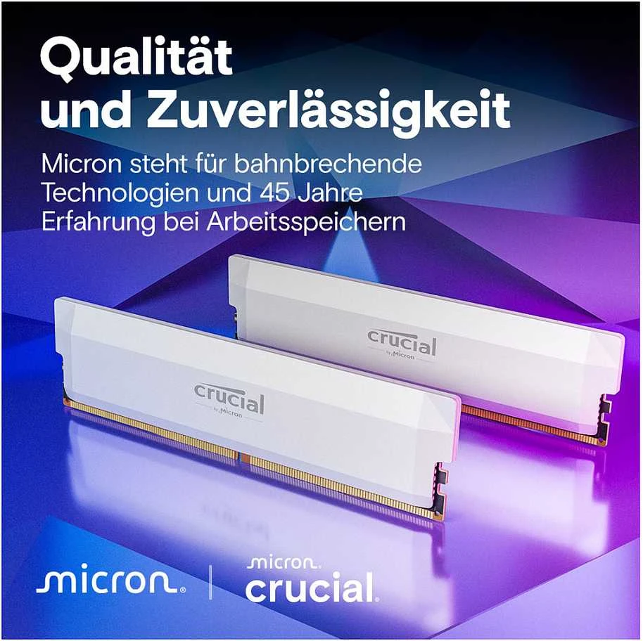 RAM „Crucial Pro Overclocking“ 64 GB [2 x 32 GB 6000 MHz DDR5 CL40 UDIMM] balta
