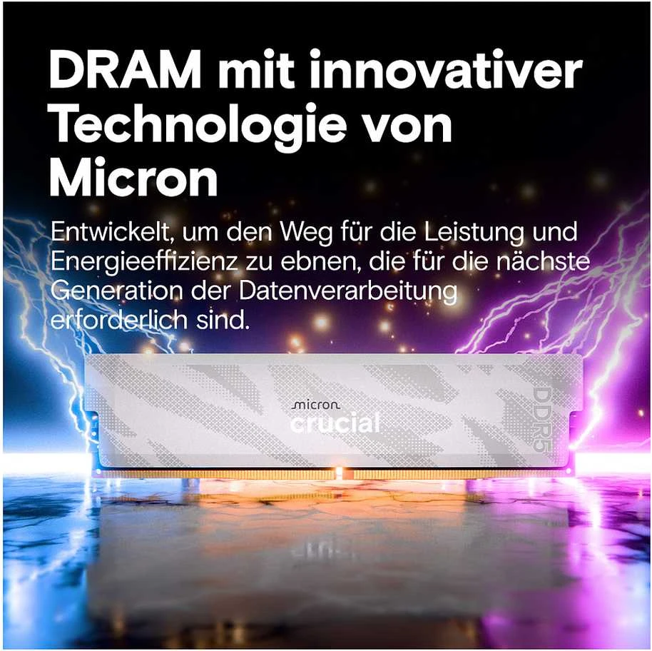 RAM „Crucial Pro Overclocking“ 32 GB [2 x 16 GB 6400 MHz DDR5 CL32 UDIMM] balta