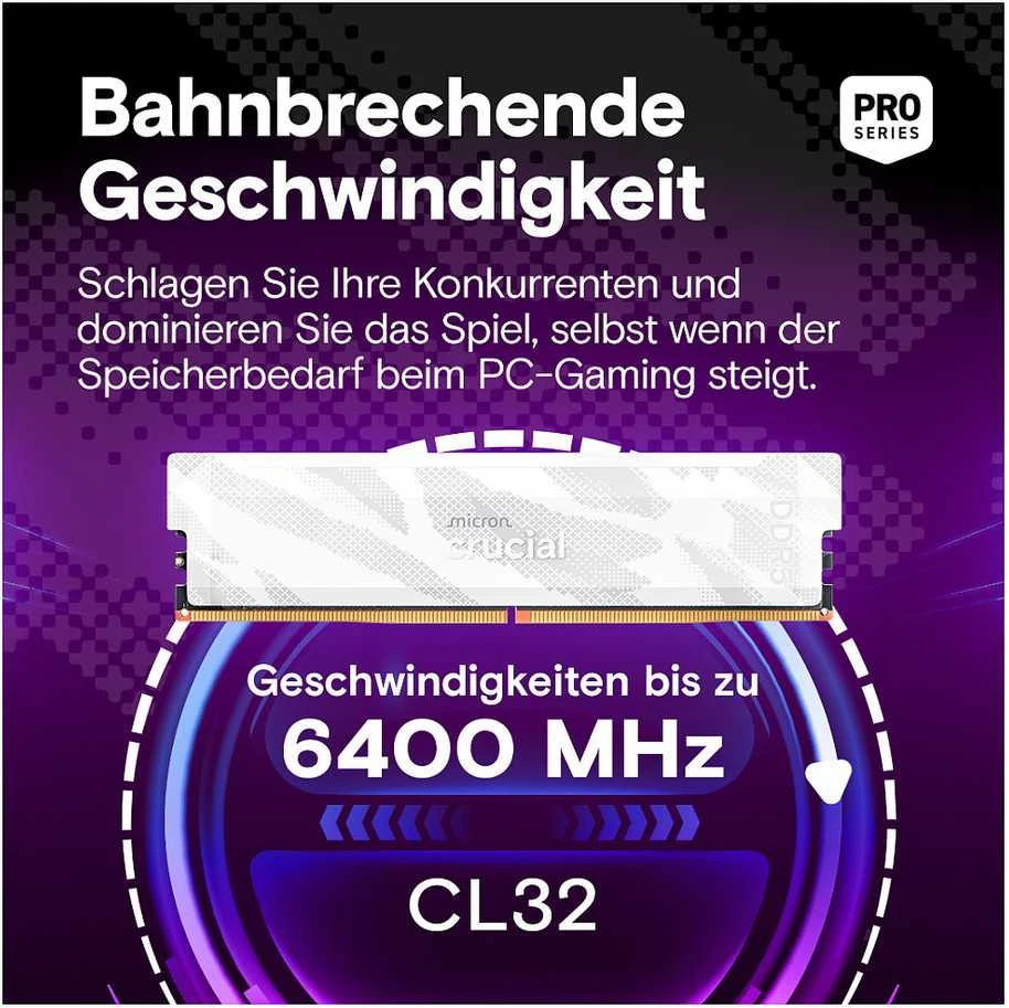 Crucial Pro DDR5 atmintis su technine informacija