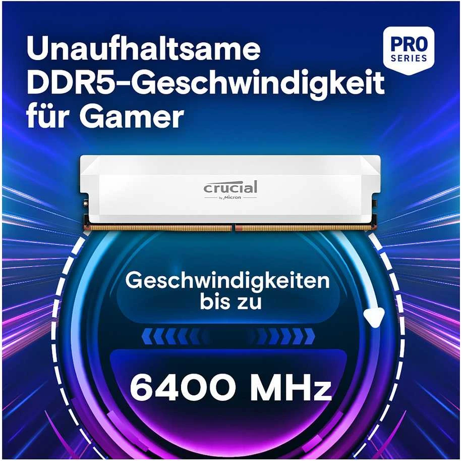 RAM „Crucial Pro Overclocking“ 64 GB [2 x 32 GB 6400 MHz DDR5 CL40 UDIMM] balta