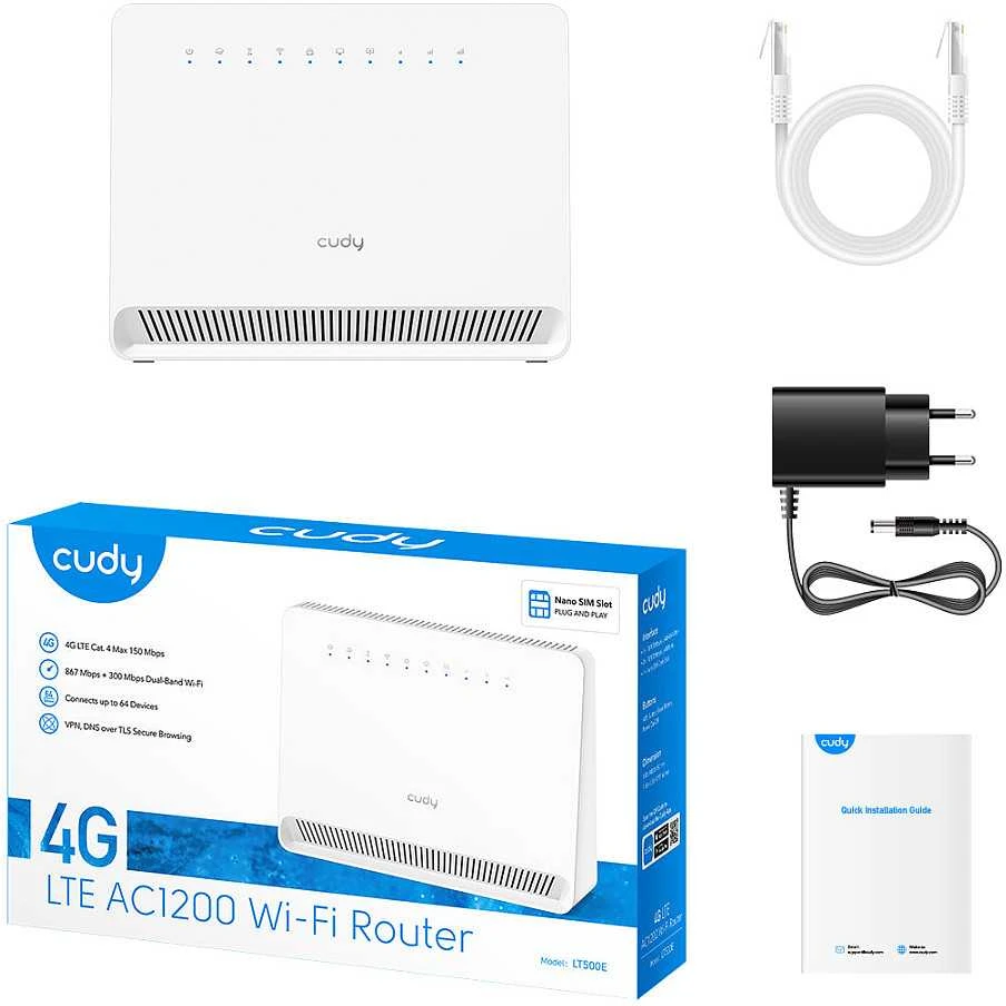 4G LTE maršrutizatorius CUDY LT500E (Wi-Fi 5)