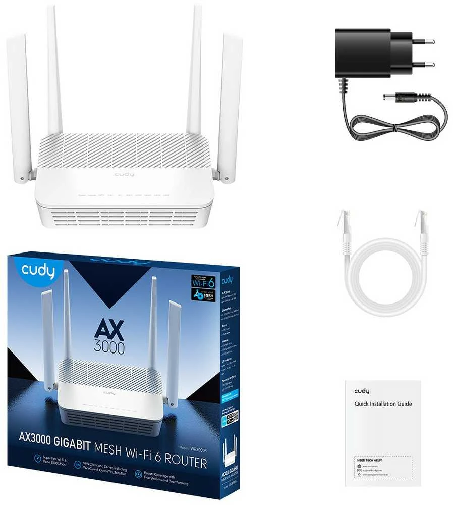 Belaidis Maršrutizatorius - Cudy WR3000S 1 Gbps, IPv6, L2TP, PPTP