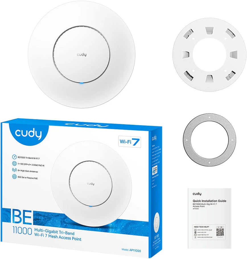 Maršrutizatorius „Cudy AP11000“ belaidis prieigos taškas, 10777 Mbit/s, „Baltas Power over Ethernet“ (PoE)
