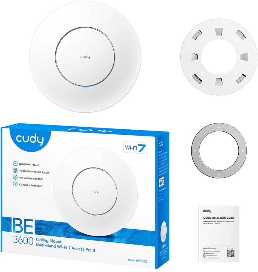 PRIEIGOS TAŠKAS AP3600 Wi-Fi 7 2.4 GHz 5 GHz 688 Mbps + 2882 Mbps CUDY