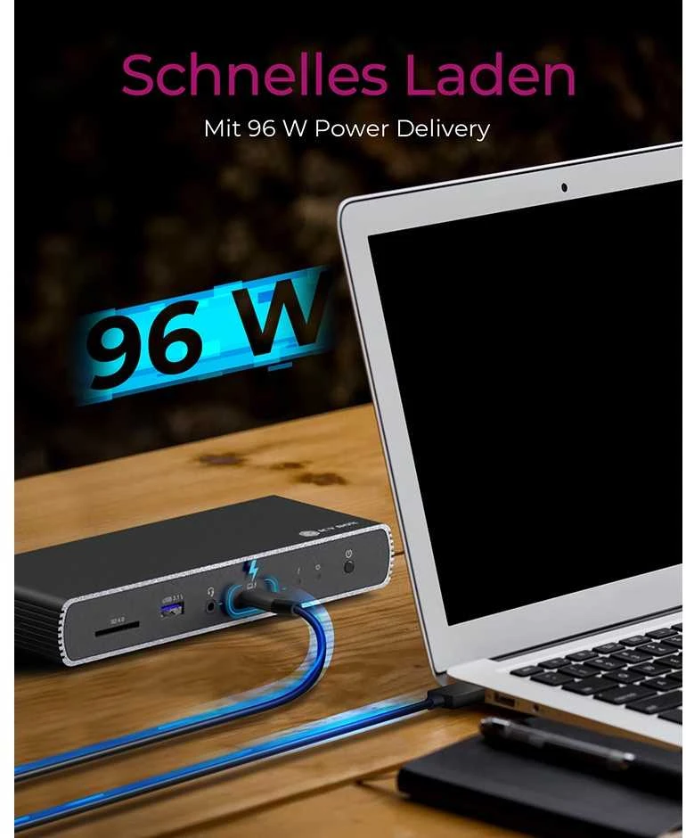 „RaidSonic ICY BOX IB-DK8801-TB4“ „Thunderbolt 4 Type-C“ prijungimo stotelė su 2 „Thunderbolt 4“ ir 4 USB3.2 Gen 2 Type-A SD kortelėmis