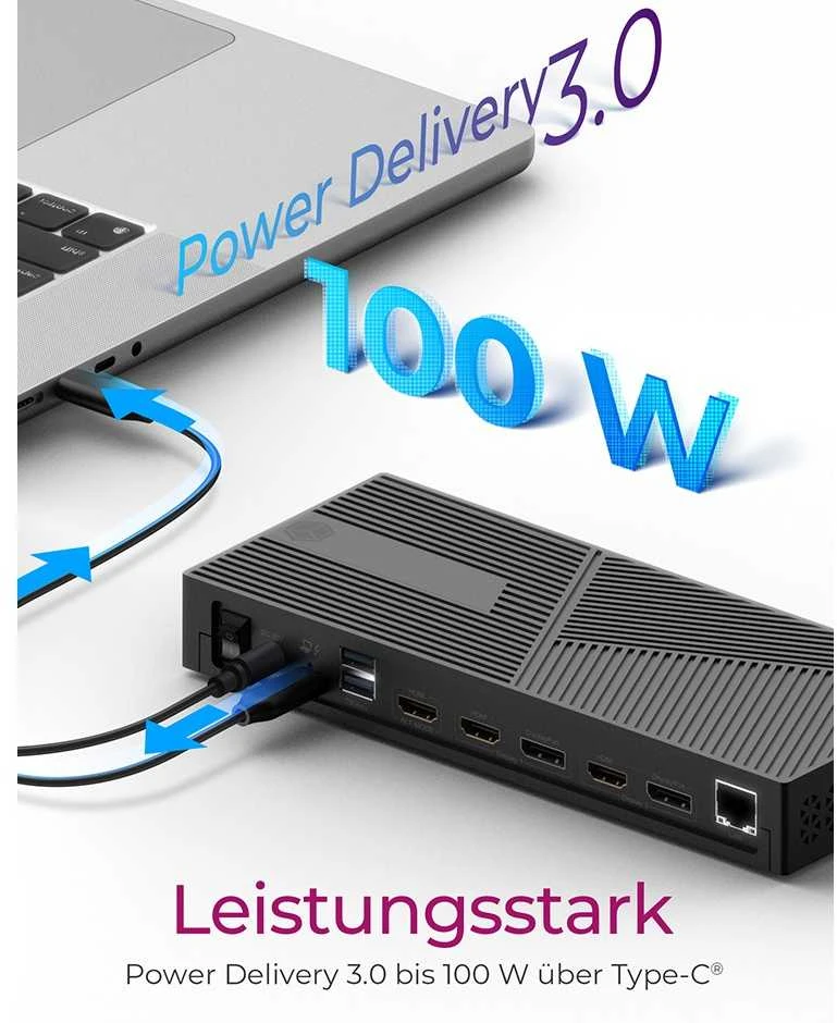 RaidSonic ICY BOX IB-DK2246AC kelių prijungimo stotelė nešiojamiesiems kompiuteriams ir asmeniniams kompiuteriams