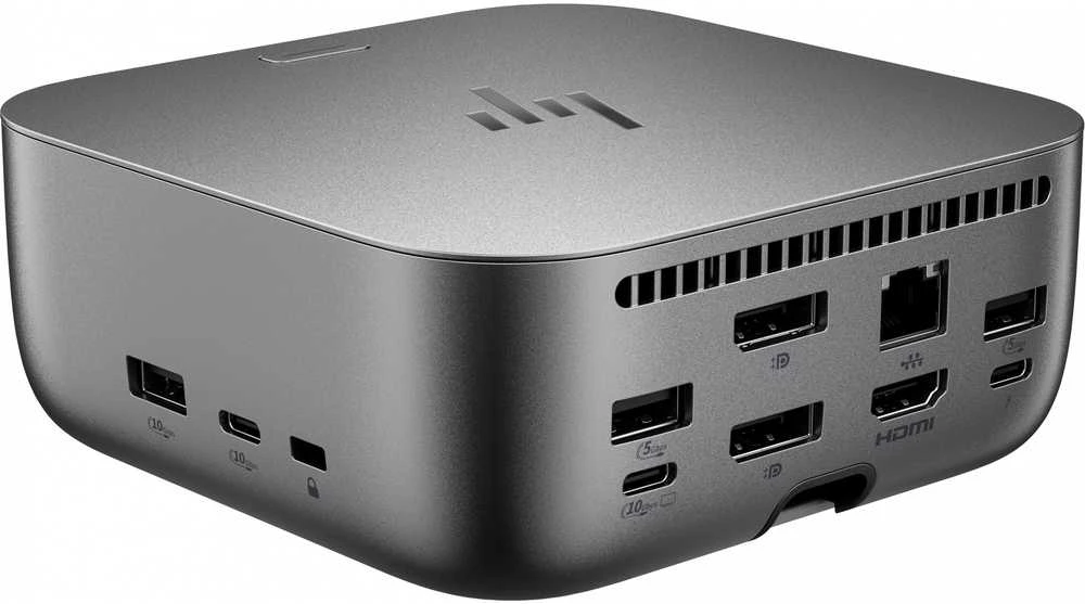 HP „Thunderbolt 4 Ultra Dock G6“ 280 W su kombinuotu kabeliu - 5x USB-A, 2x USB-C, 1x USB-C „Thunderbolt 4“, 2x DisplayPort, 1x HDMI, 1x RJ-45, „Meteor Sidabrinis“, 3 metai