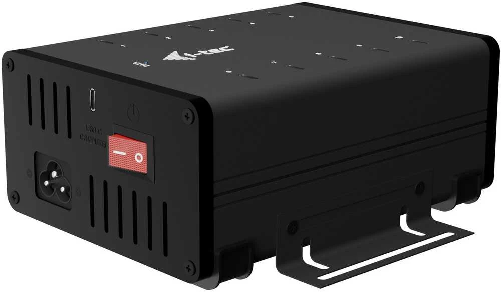 I-TEC USB-C/USB-A metalinis įkrovimas + duomenų stebulė 15 W vienam prievadui 10x USB-C integruotas maitinimo adapteris 180 W