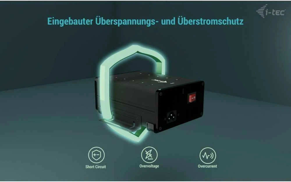 I-TEC USB-C/USB-A metalinis įkrovimas + duomenų stebulė 15 W vienam prievadui 10x USB-C integruotas maitinimo adapteris 180 W