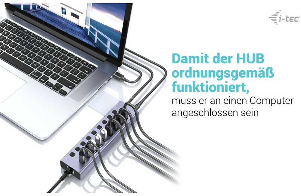 I-tec USB 3.0 / USB-C įkrovimo HUB 9 prievadų LAN + galia 60 W